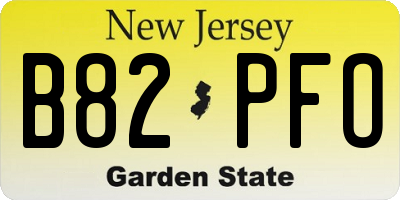 NJ license plate B82PFO