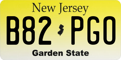 NJ license plate B82PGO