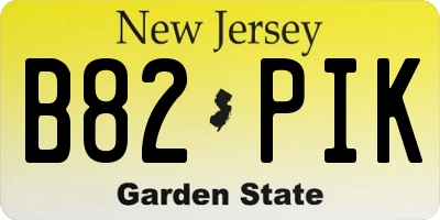 NJ license plate B82PIK