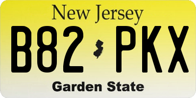 NJ license plate B82PKX