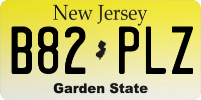 NJ license plate B82PLZ