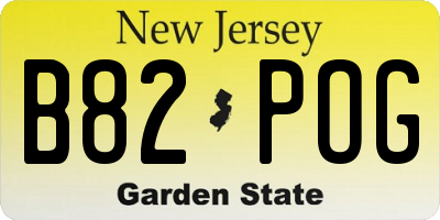 NJ license plate B82POG