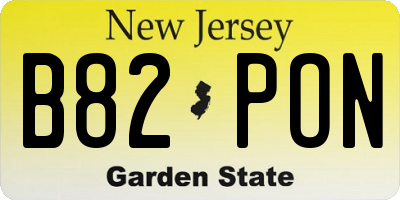NJ license plate B82PON