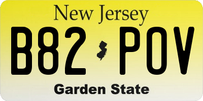 NJ license plate B82POV