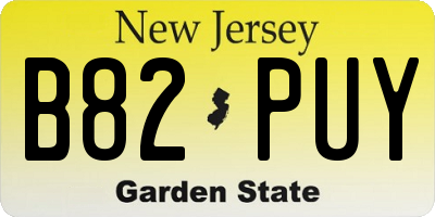 NJ license plate B82PUY