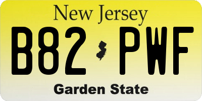 NJ license plate B82PWF