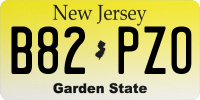 NJ license plate B82PZO