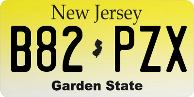NJ license plate B82PZX