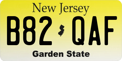 NJ license plate B82QAF