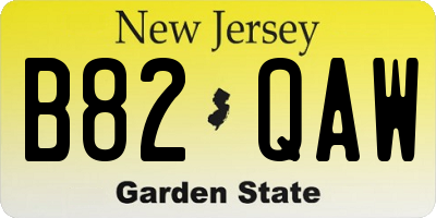 NJ license plate B82QAW