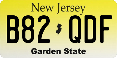 NJ license plate B82QDF