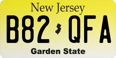 NJ license plate B82QFA