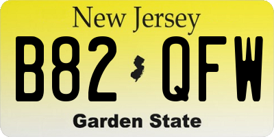 NJ license plate B82QFW