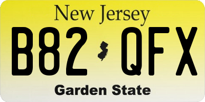 NJ license plate B82QFX