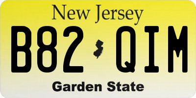NJ license plate B82QIM