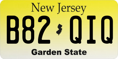NJ license plate B82QIQ