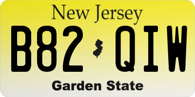 NJ license plate B82QIW