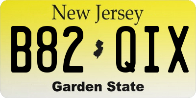 NJ license plate B82QIX