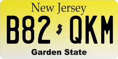 NJ license plate B82QKM
