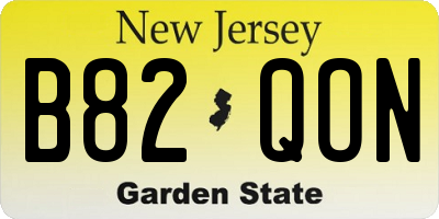 NJ license plate B82QON