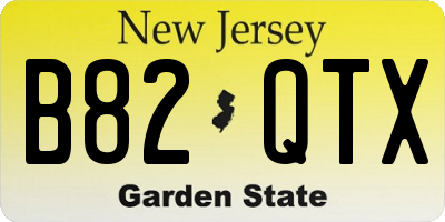 NJ license plate B82QTX