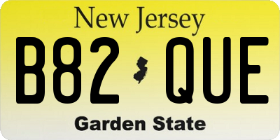NJ license plate B82QUE