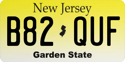 NJ license plate B82QUF