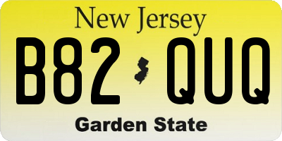 NJ license plate B82QUQ