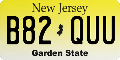 NJ license plate B82QUU
