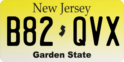 NJ license plate B82QVX