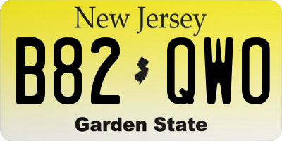NJ license plate B82QWO
