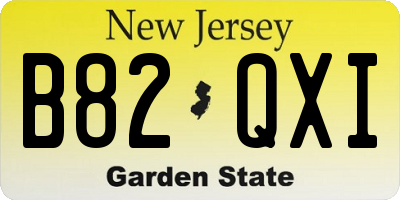 NJ license plate B82QXI