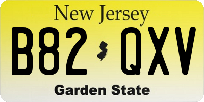 NJ license plate B82QXV