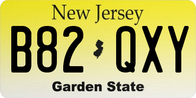 NJ license plate B82QXY