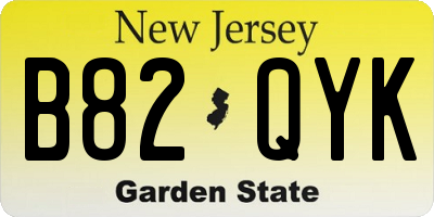 NJ license plate B82QYK