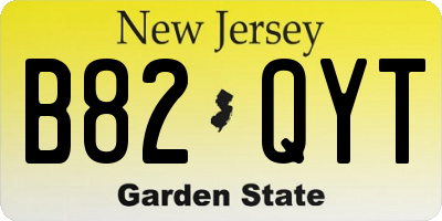 NJ license plate B82QYT