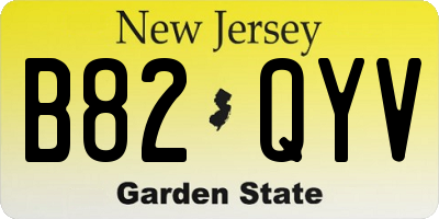 NJ license plate B82QYV
