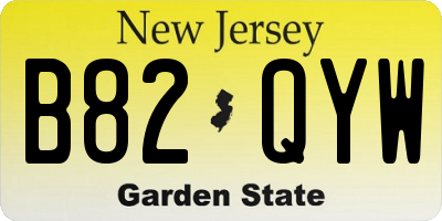 NJ license plate B82QYW