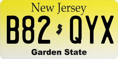 NJ license plate B82QYX
