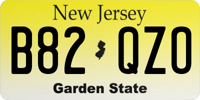 NJ license plate B82QZO