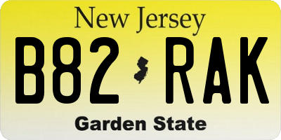 NJ license plate B82RAK