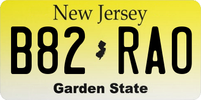 NJ license plate B82RAO