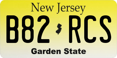 NJ license plate B82RCS