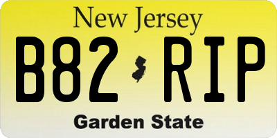 NJ license plate B82RIP