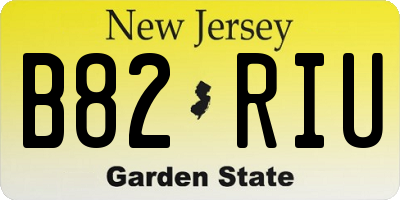 NJ license plate B82RIU
