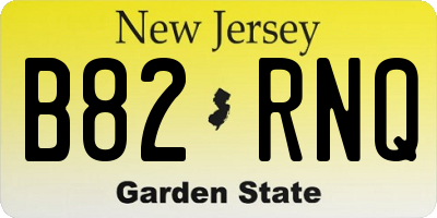 NJ license plate B82RNQ