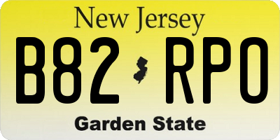 NJ license plate B82RPO