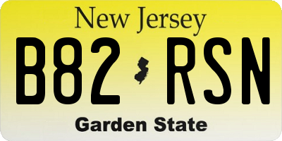 NJ license plate B82RSN