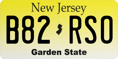 NJ license plate B82RSO