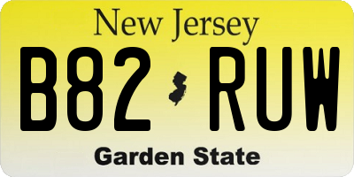 NJ license plate B82RUW